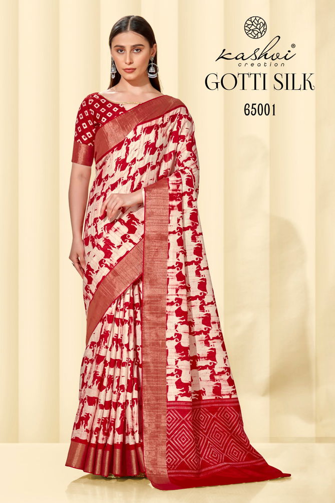 Gotti Silk By Kashvi 65001-65008 Daily Wear Sarees Catalog